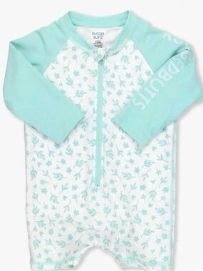 Rugged Butts Mint Green Zip-Front Kids Rashguard Suit